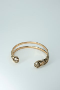 Serpent Snake Cuff Bracelet White Diamond Victorian Style