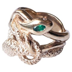 Serpent Snake Ring Emerald Diamond Ruby Gold Plated Silver J DAUPHIN