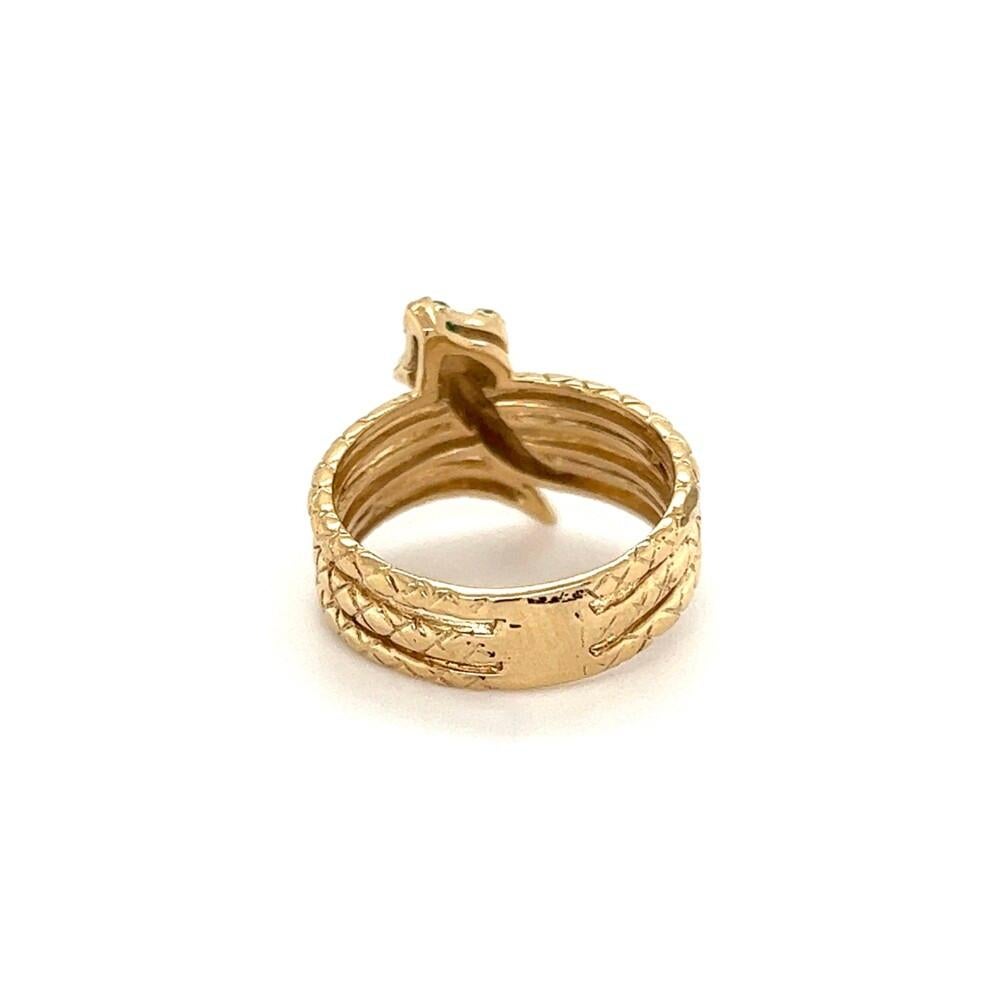 Women's or Men's Serpent Snake Wrap Emerald and Diamond Gold Ring