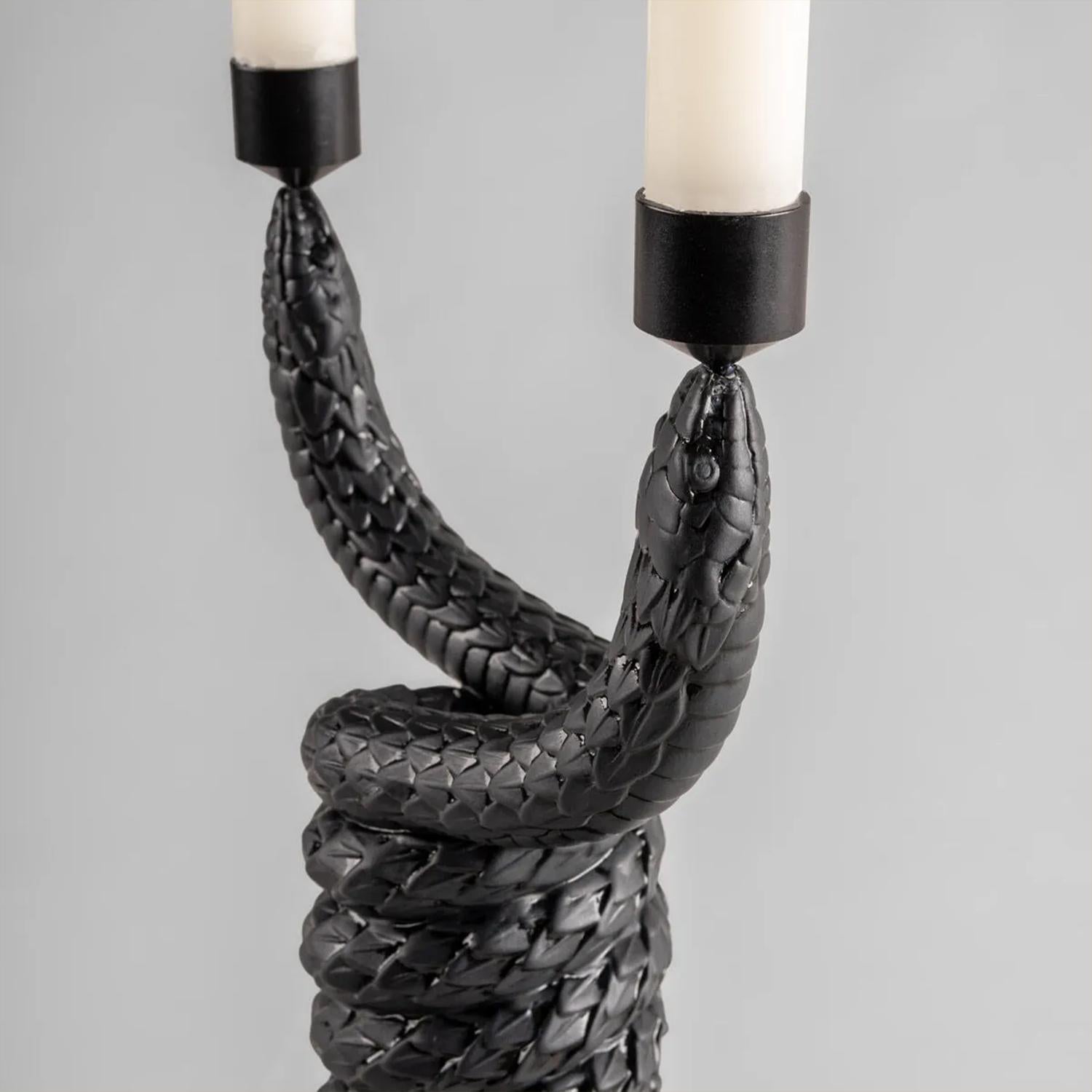 Blackened Serpent Torsade Candleholder For Sale