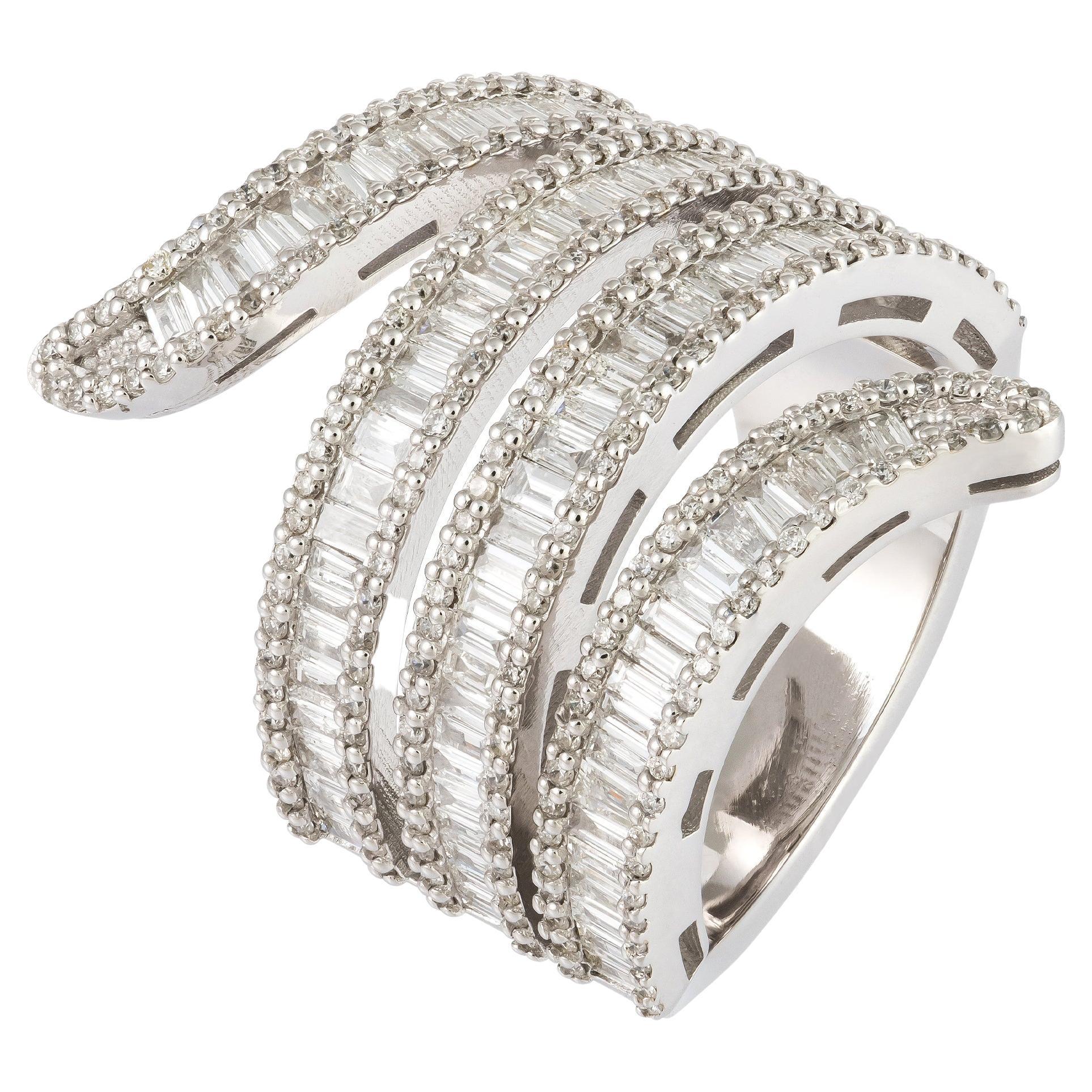 For Sale:  Serpent White 18K Gold White Diamond Ring For Her