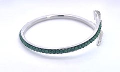 Serpent Wrap Bangle with Green Jade Beads and Cubic Zirconia