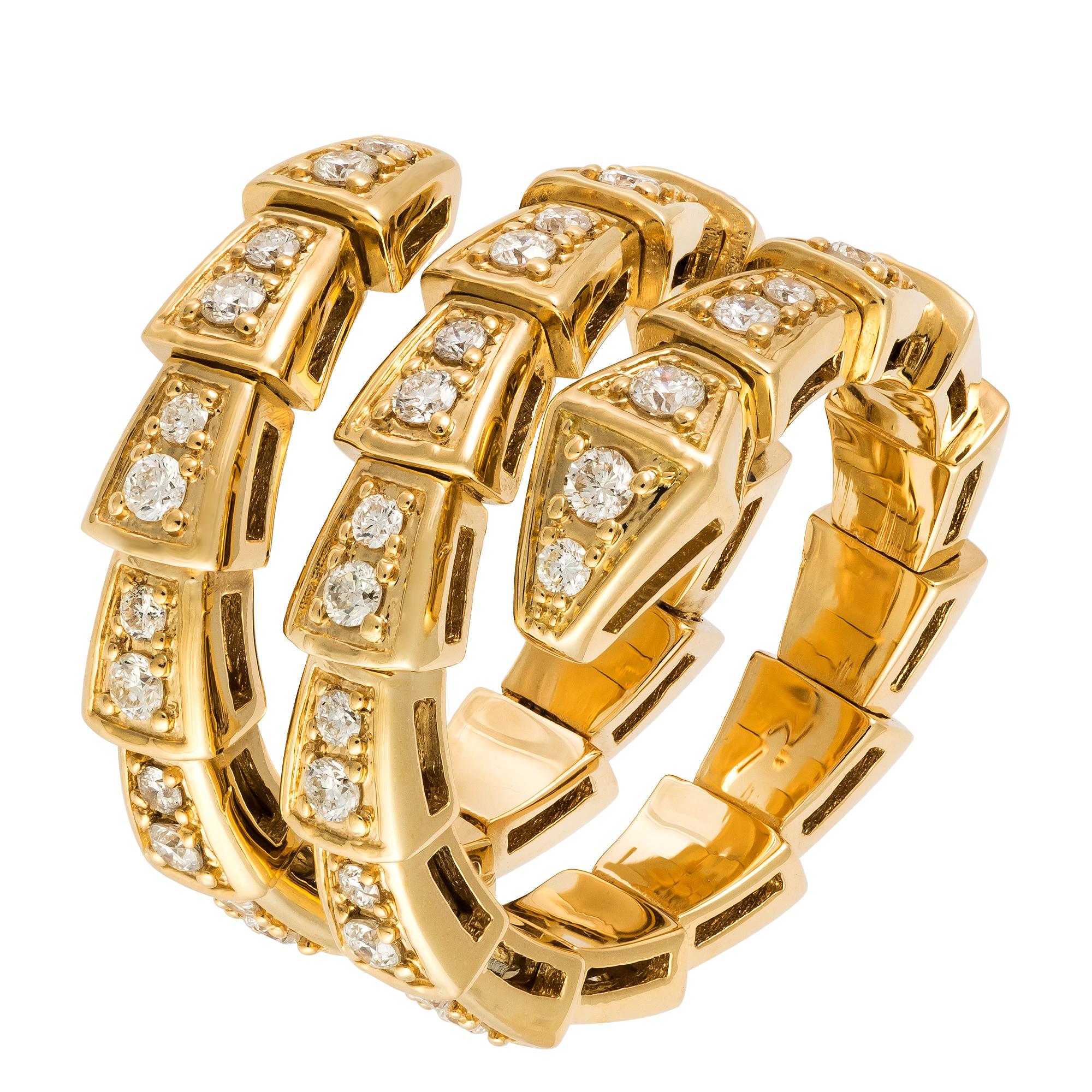 En vente :  Bague pour elle en or jaune 18K serpent et diamants blancs 2