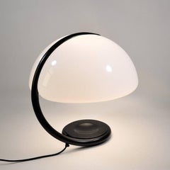 Elio Martinelli Serpente Black and White Italian Table Lamp, 1965