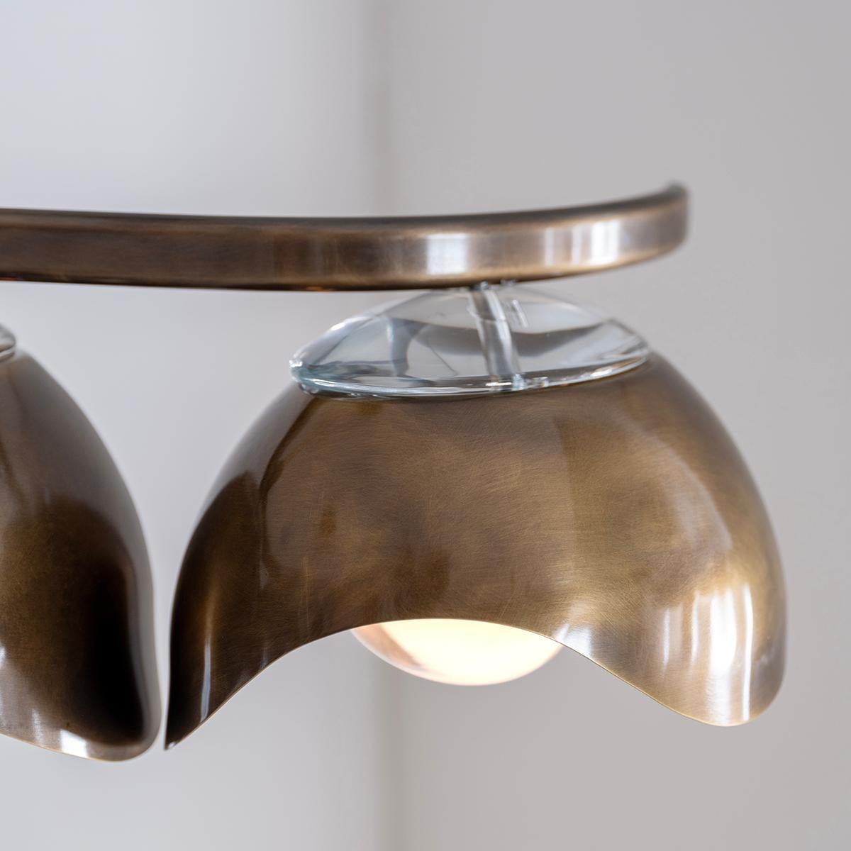 Contemporary Serpente Ceiling Light by Gaspare Asaro- Bronze and Satin Brass Finish For Sale