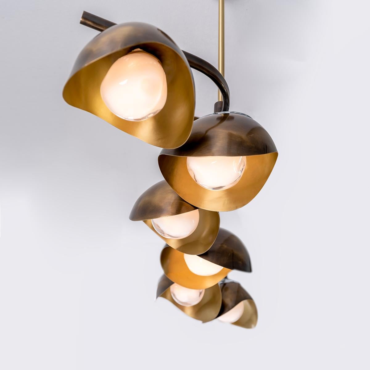 Italian Serpente Ceiling Light by Gaspare Asaro- Bronze and Satin Brass Finish For Sale