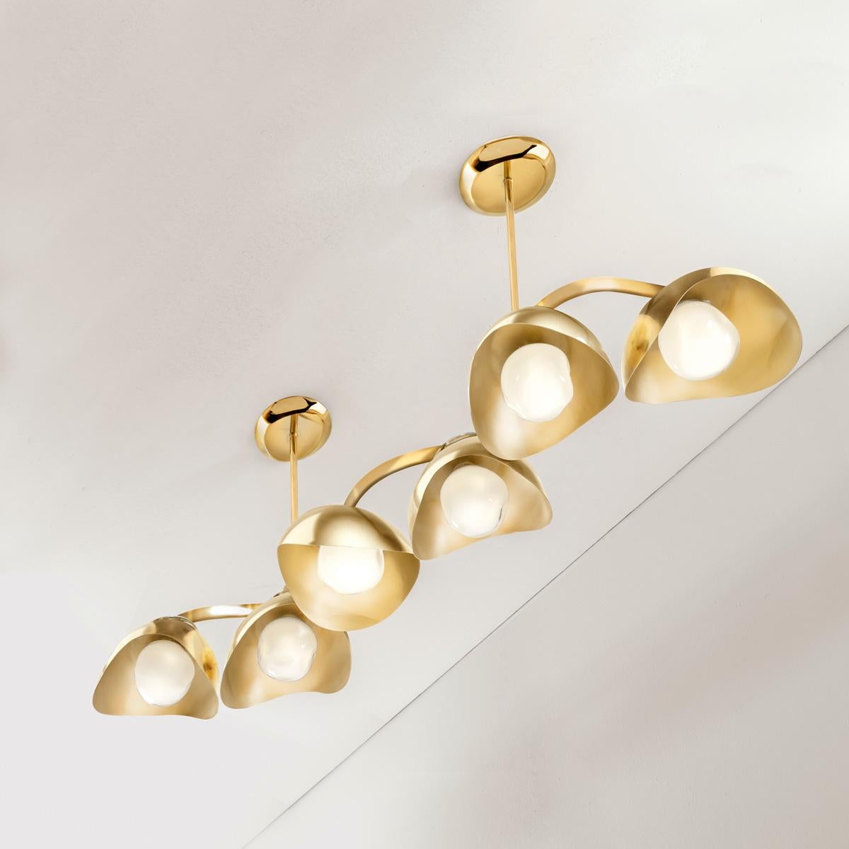 Modern Serpente Ceiling Light by Gaspare Asaro- Polished Nickel and Satin Brass Finish For Sale