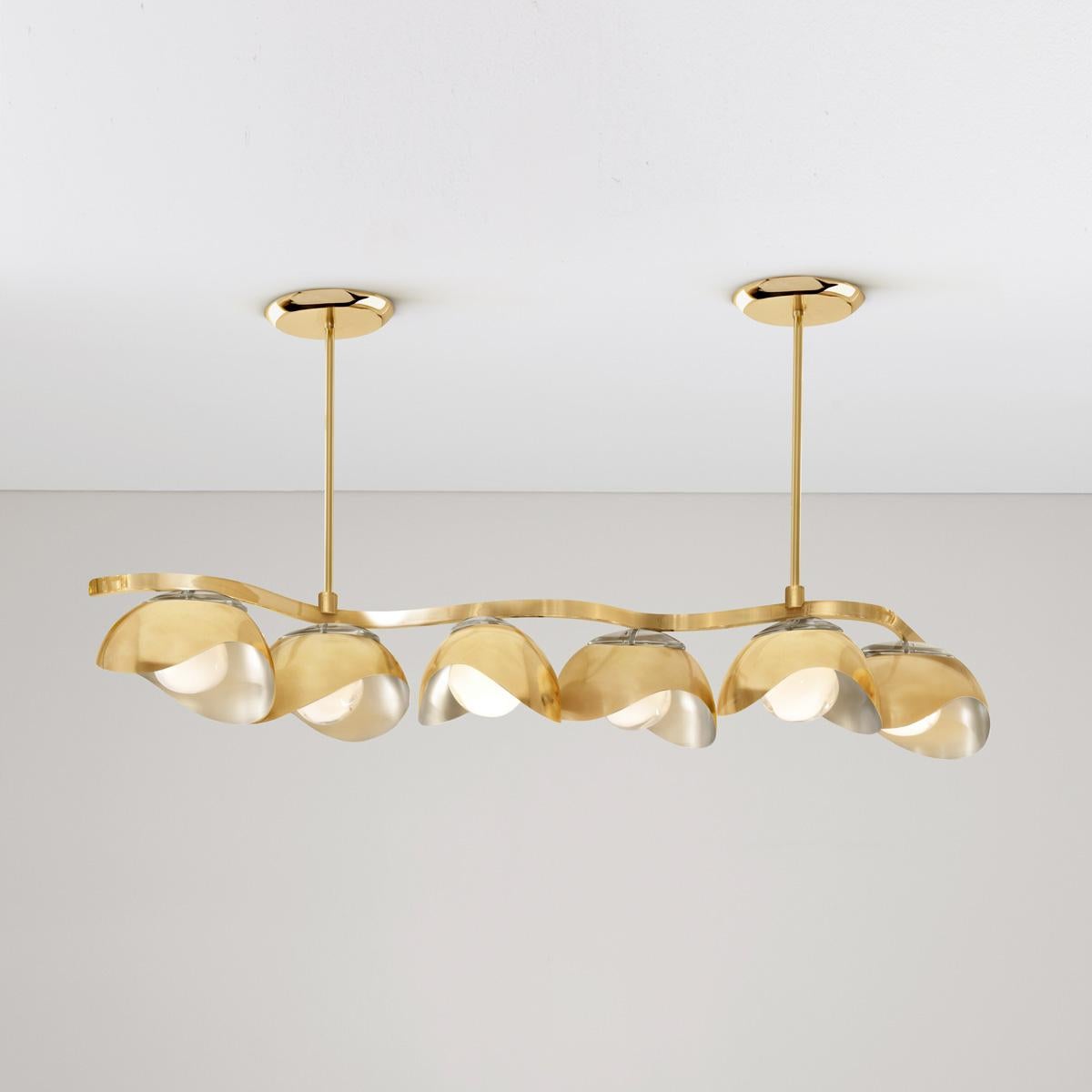 Italian Serpente Ceiling Light by Gaspare Asaro- Polished Nickel and Satin Brass Finish For Sale