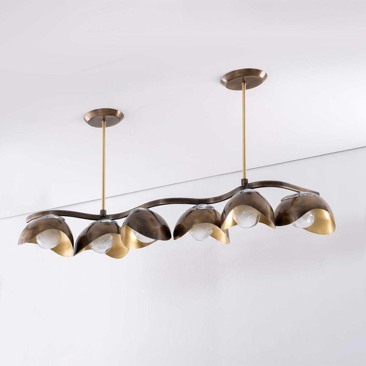 Contemporary Serpente Ceiling Light by Gaspare Asaro- Polished Nickel and Satin Brass Finish For Sale