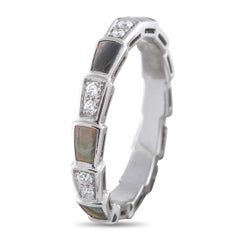 Serpenti 18K White Gold 0.41ct Diamond and Mother of Pearl Ring BV17-011926