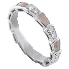 Serpenti 18K White Gold 0.41ct Diamond and Mother of Pearl Ring BV17-011926