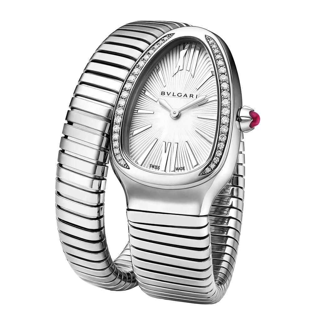 Bulgari Ladies Stainless Steel Serpenti Bracelet Quartz Wristwatch Ref 101827