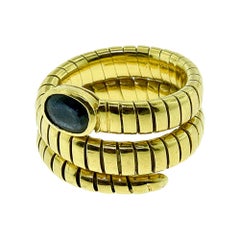 Serpenti Snake Sapphire in 18 Karat Yellow Gold, Wrap Around Finger Ring