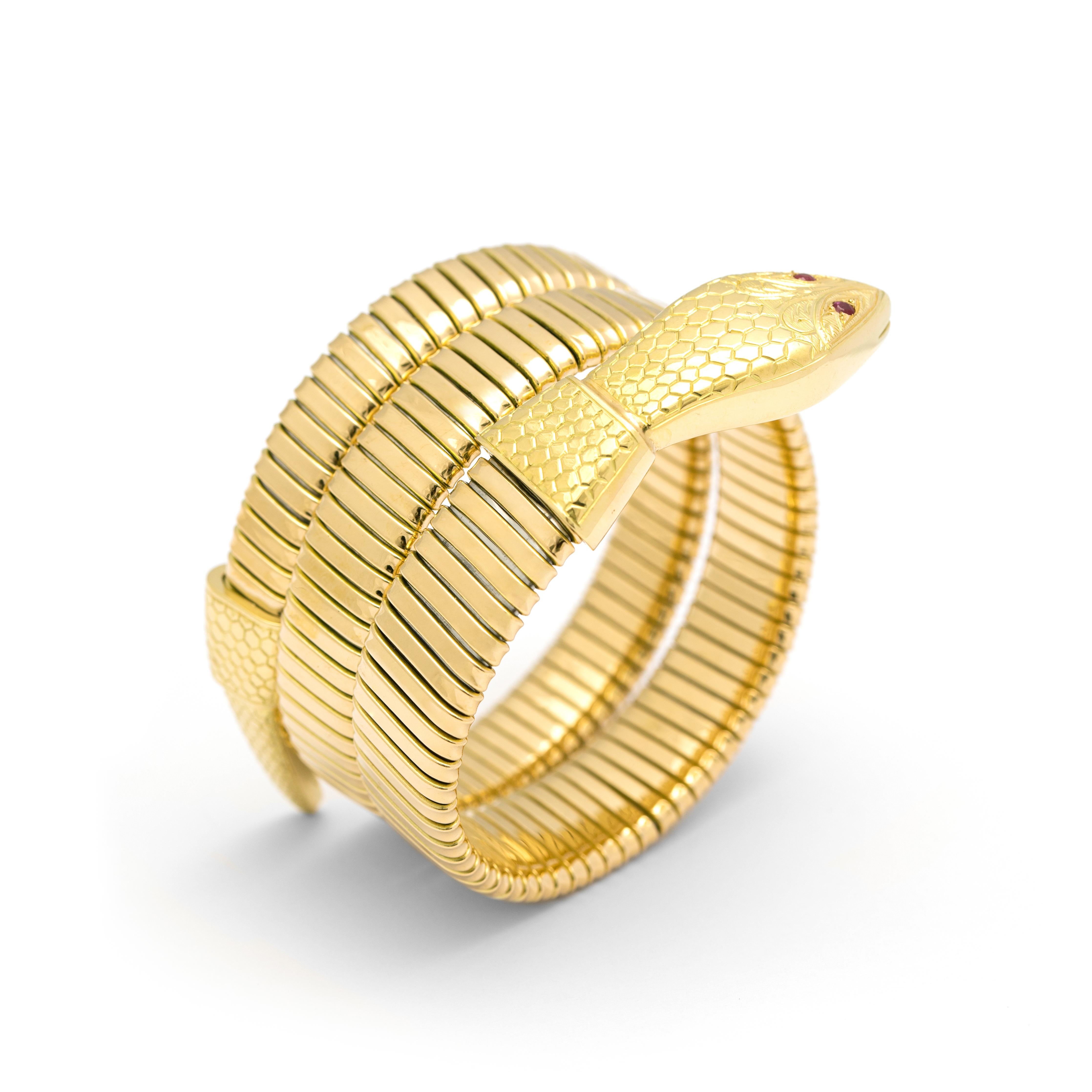 Serpenti Tubogas Snake Yellow Gold 18k Bracelet In Excellent Condition For Sale In Geneva, CH
