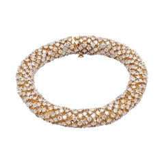 Modern Serpentine 18.41 Carat Diamond Semi-Flexible Bracelet in Yellow Gold