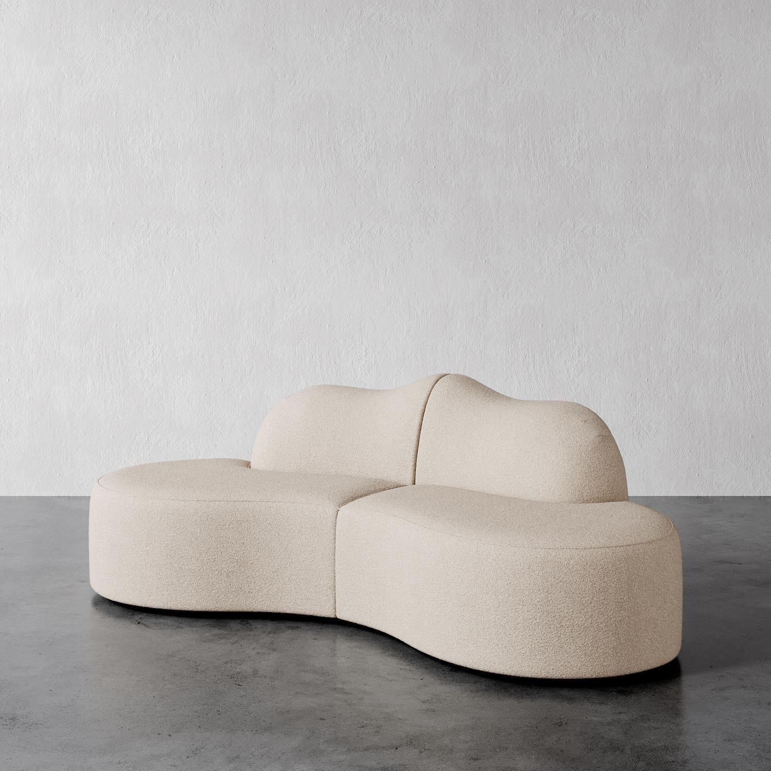 Contemporary Serpentine 2-Piece Sectional in Nutmeg Performance Velvet by Christiane Lemieux For Sale
