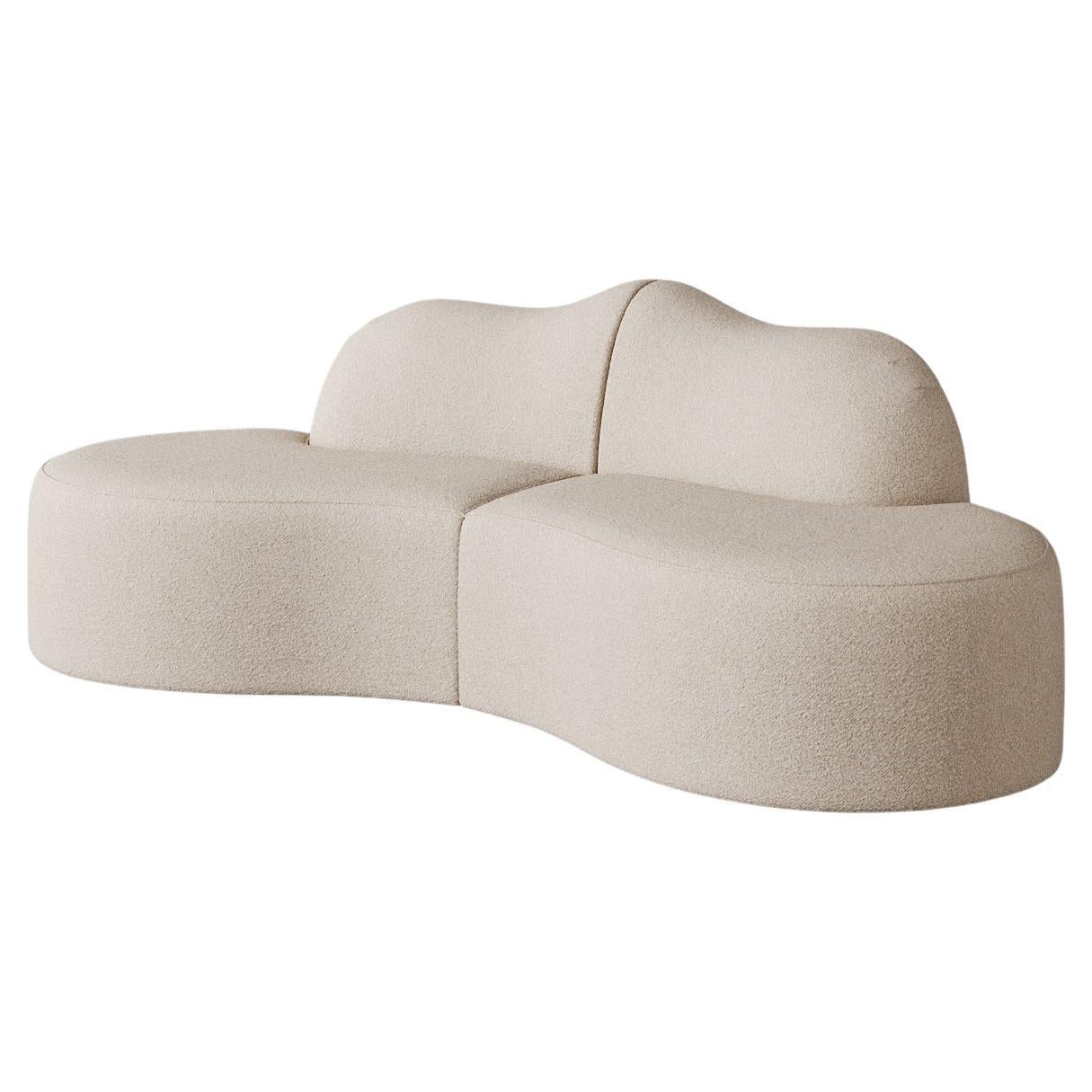 Tissu Sectionnel 3 pièces Serpentine en bouclé Vista Vanilla par Christiane Lemieux en vente