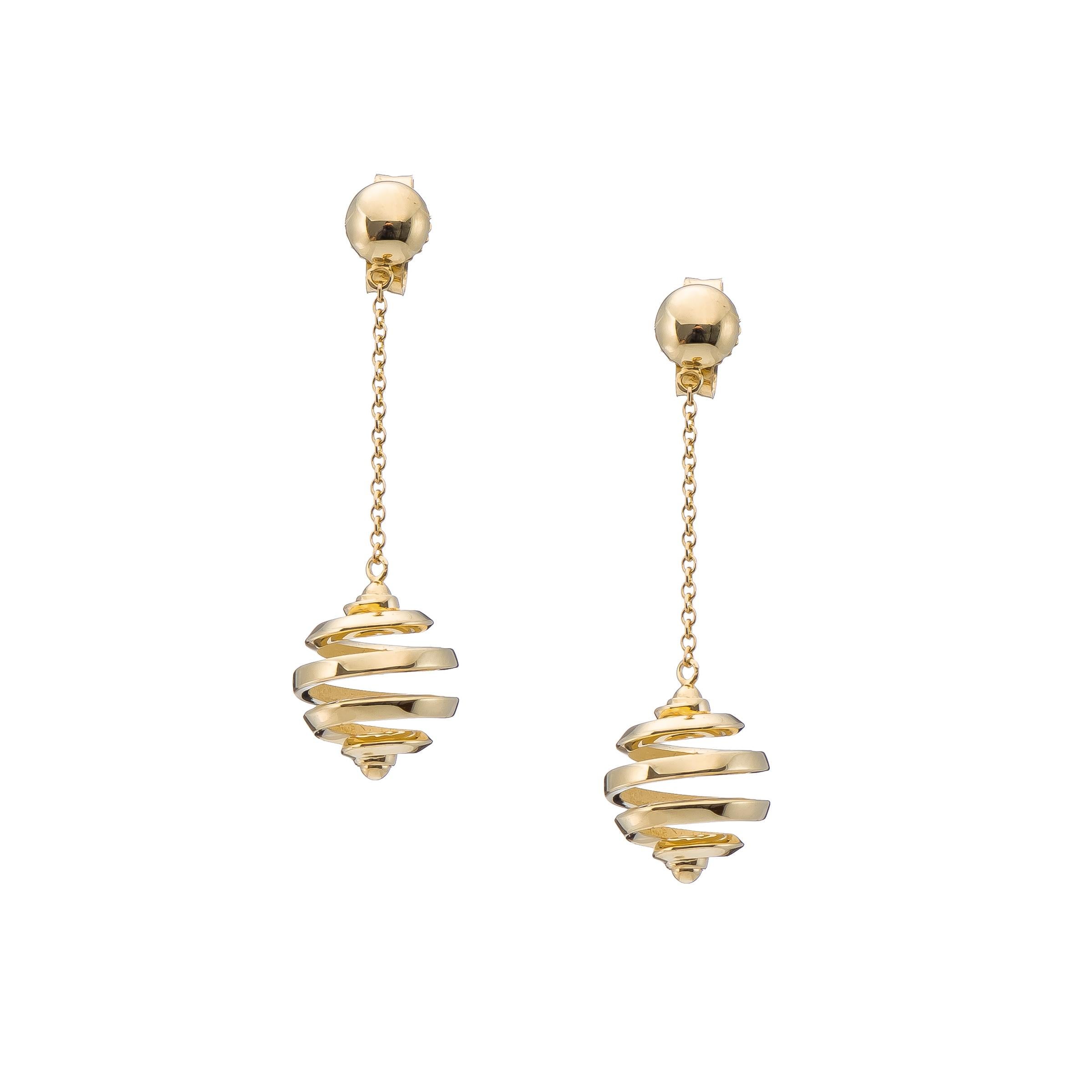 Serpentine Ball Gold Earrings In New Condition For Sale In Athens, GR