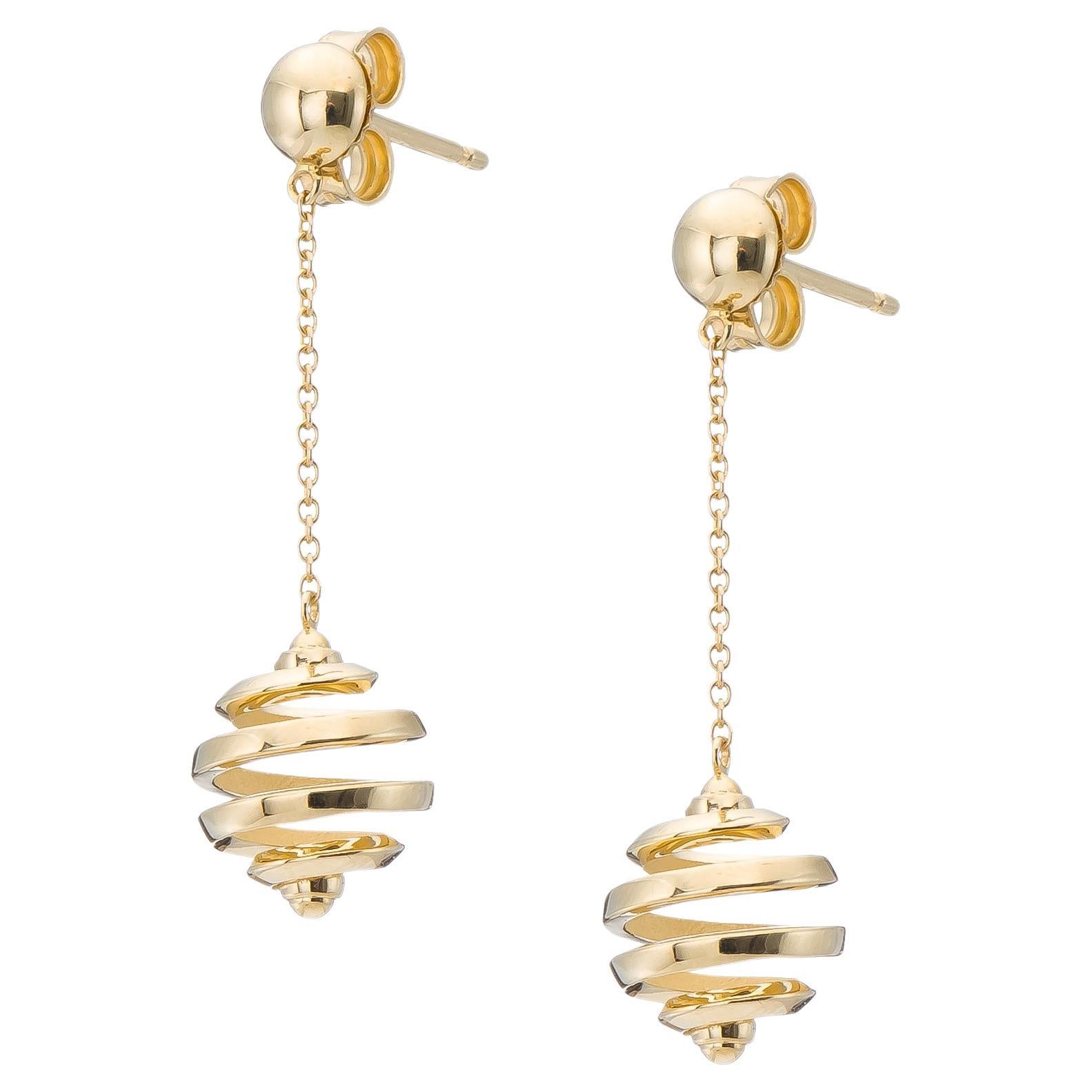 Serpentine Ball Gold Earrings For Sale