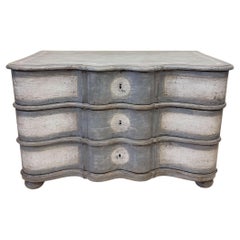 Grey and White Baroque Chest of Drawers with Serpentine Front, 18th Century