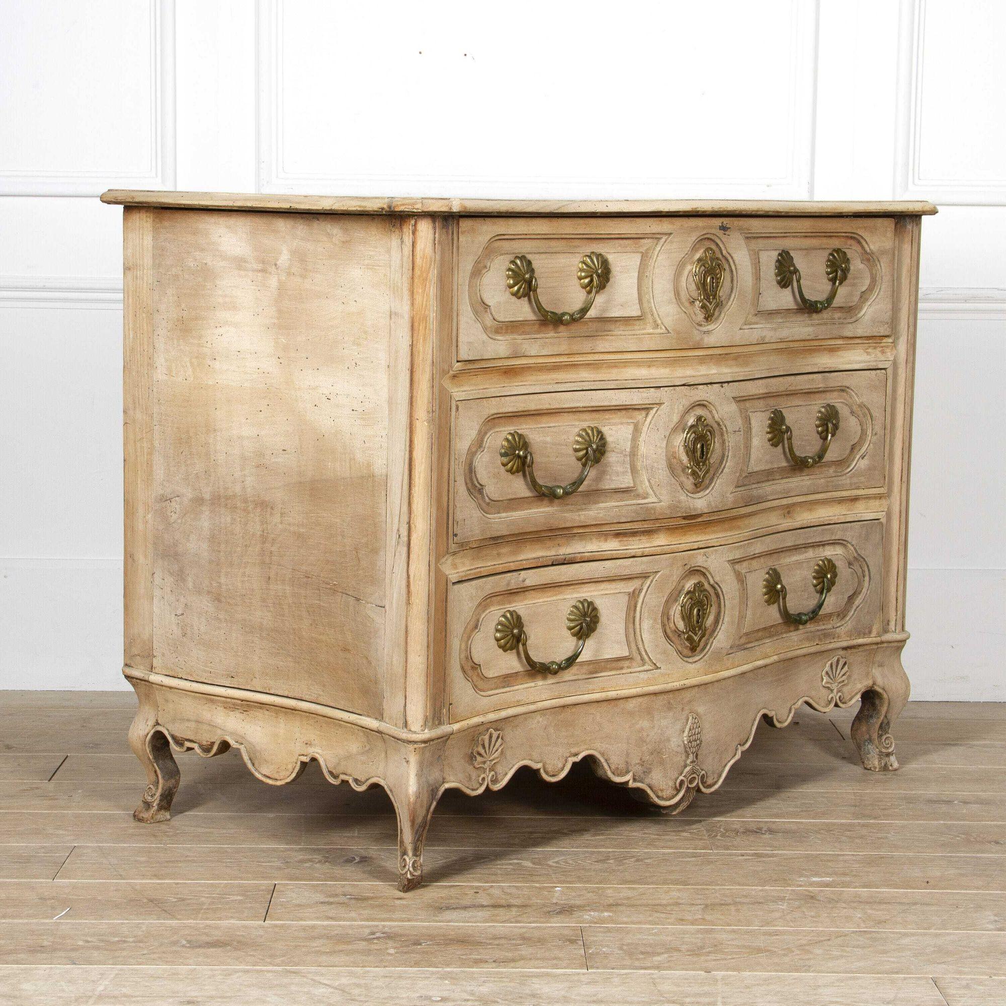 Serpentine Bleached Walnut Commode For Sale 1