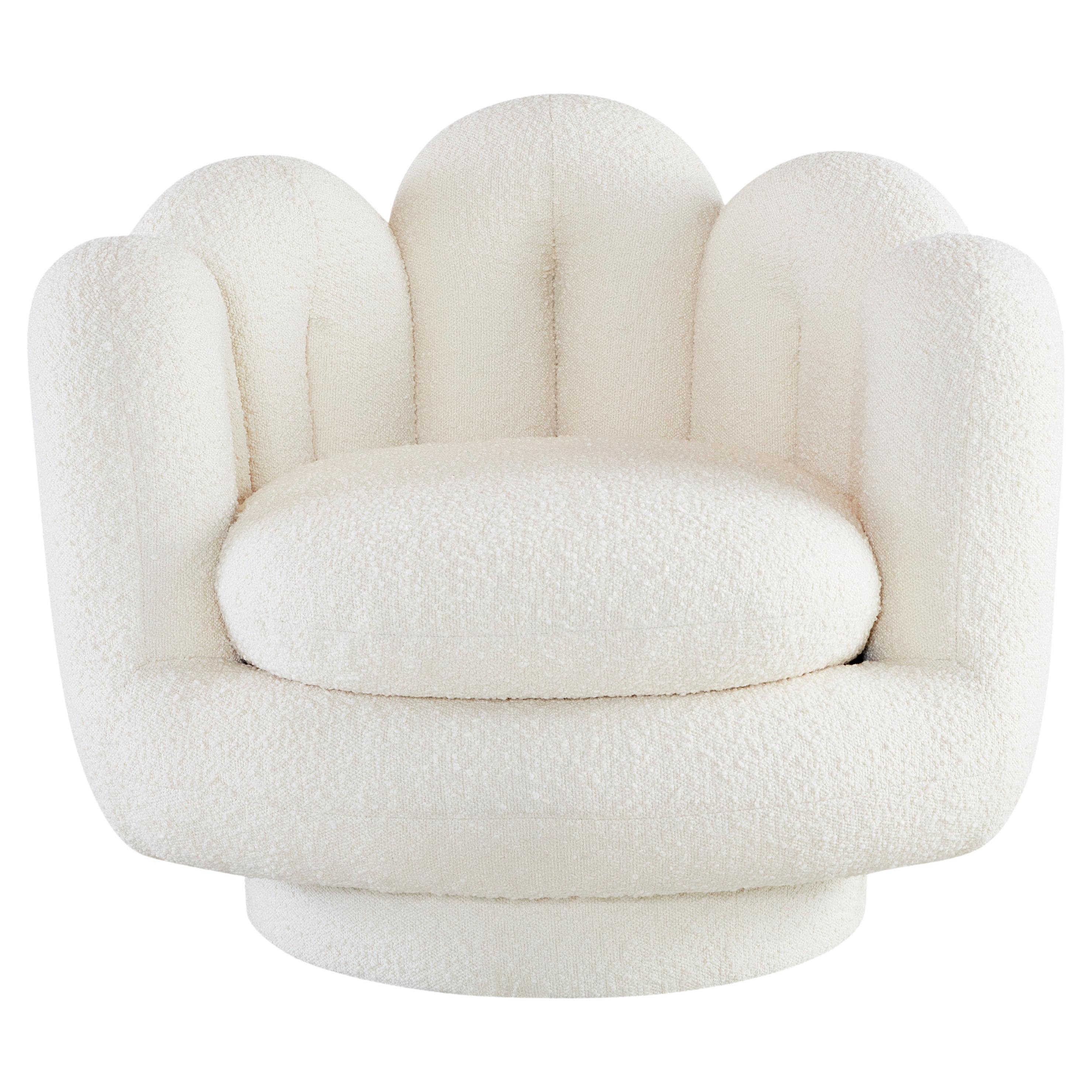 Serpentine Ivory Bouclé Swivel Chair