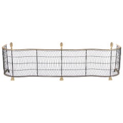 Serpentine Brass and Metal Wire Fireplace Fender