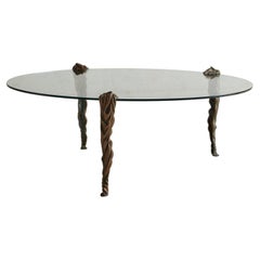 Serpentine Bronze + Glass Coffee Table by Venturi Arte Foundry, Italy