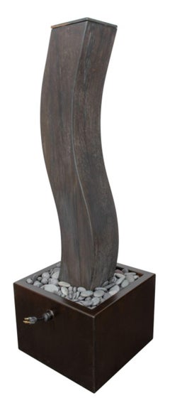 Serpentine Bronze & Pebble Fountain Sculpture
