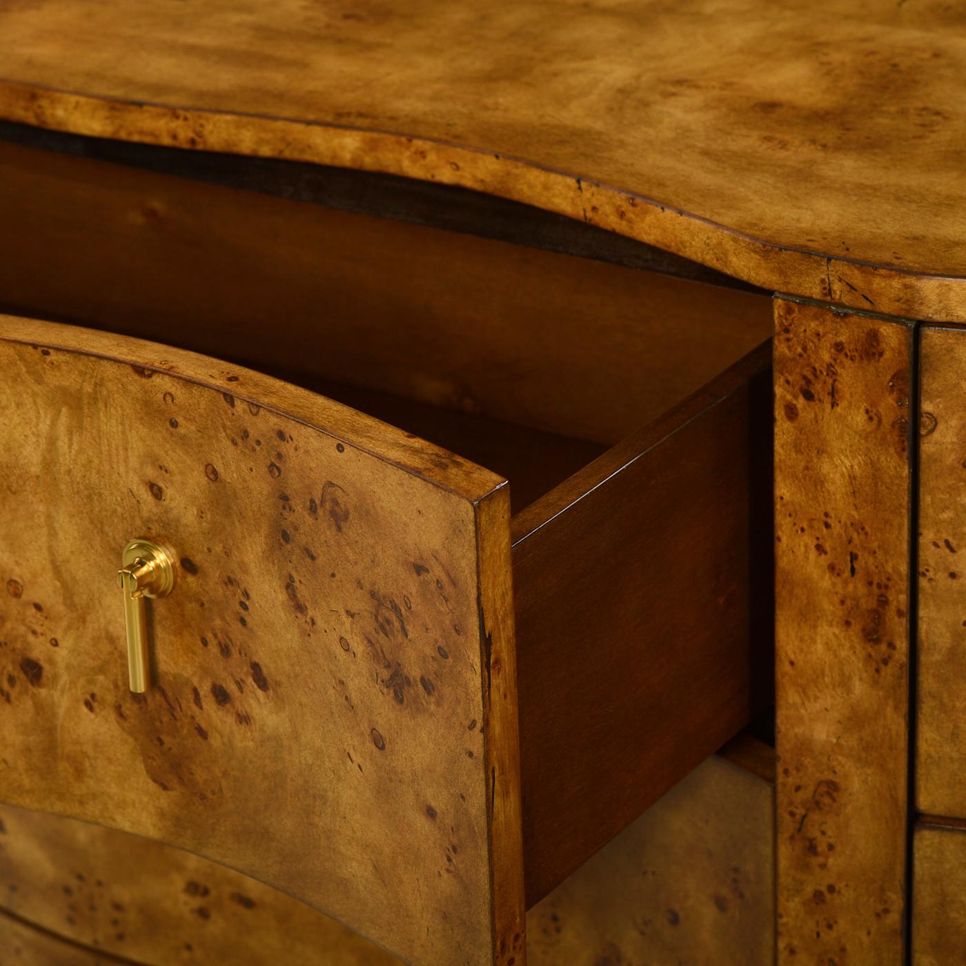 Serpentine Burl Wood Dresser For Sale 1