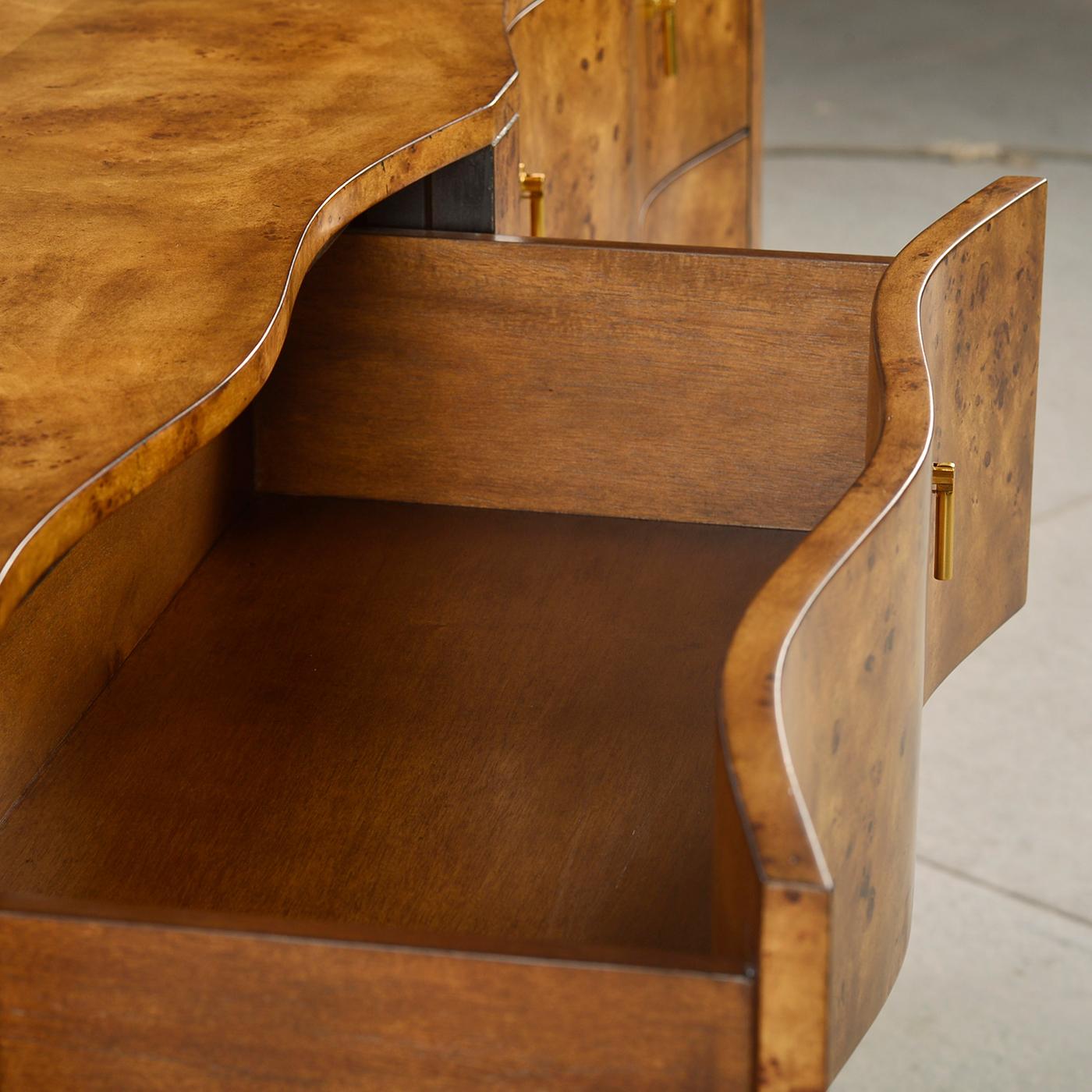 Serpentine Burl Wood Dresser For Sale 2