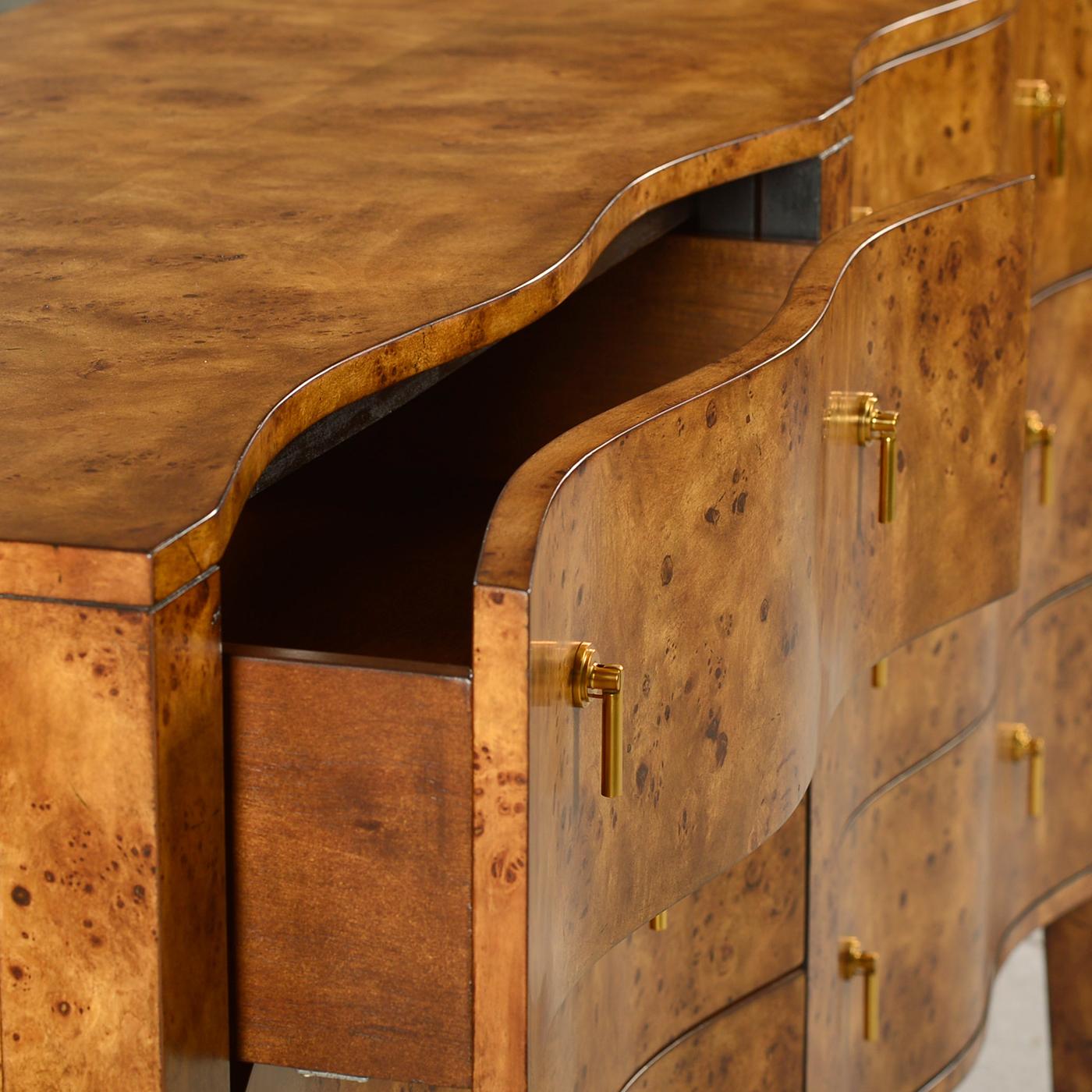 Serpentine Burl Wood Dresser For Sale 3