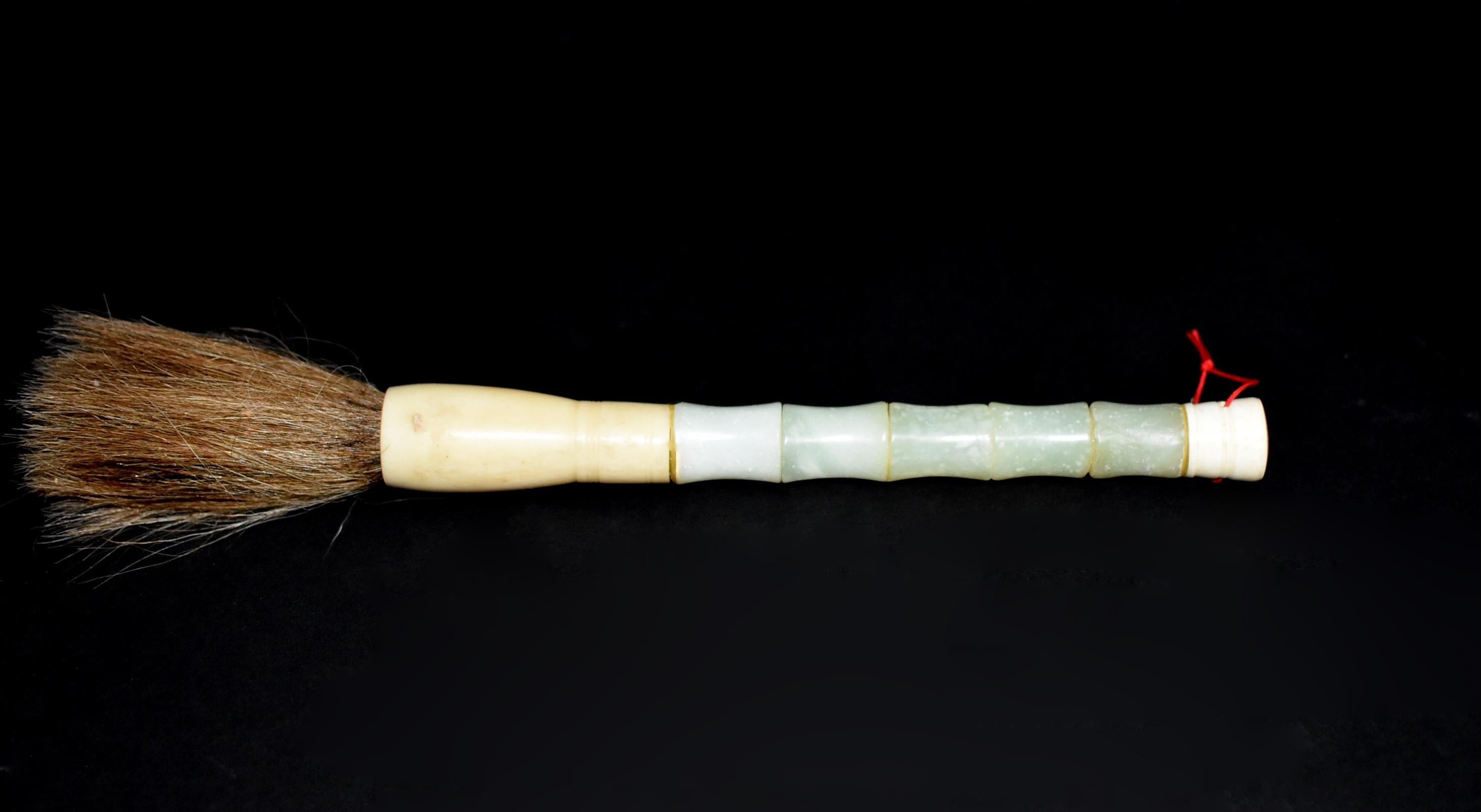 Hand-Crafted Serpentine Calligraphy Brushes Set of Two Bamboo Form