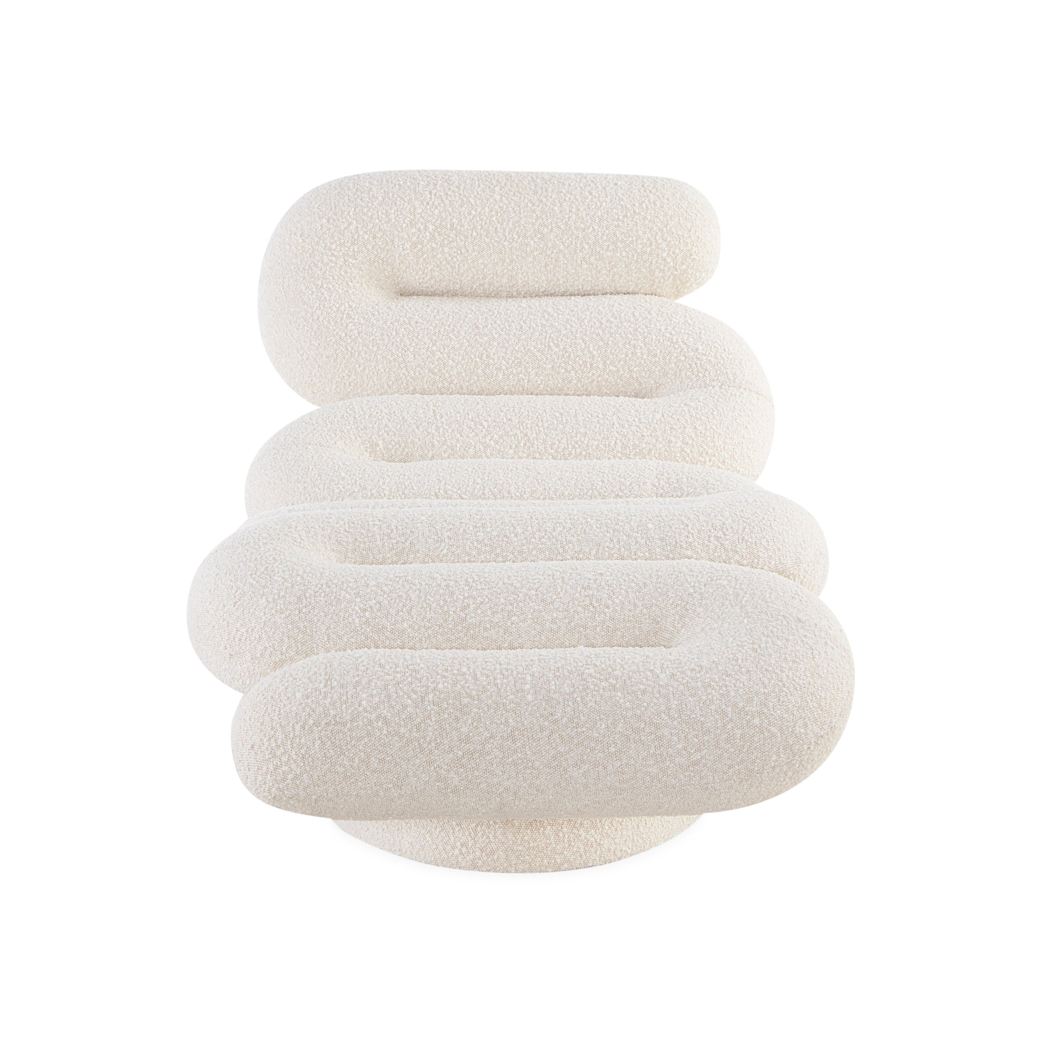 Modern Serpentine Ivory Bouclé Chaise