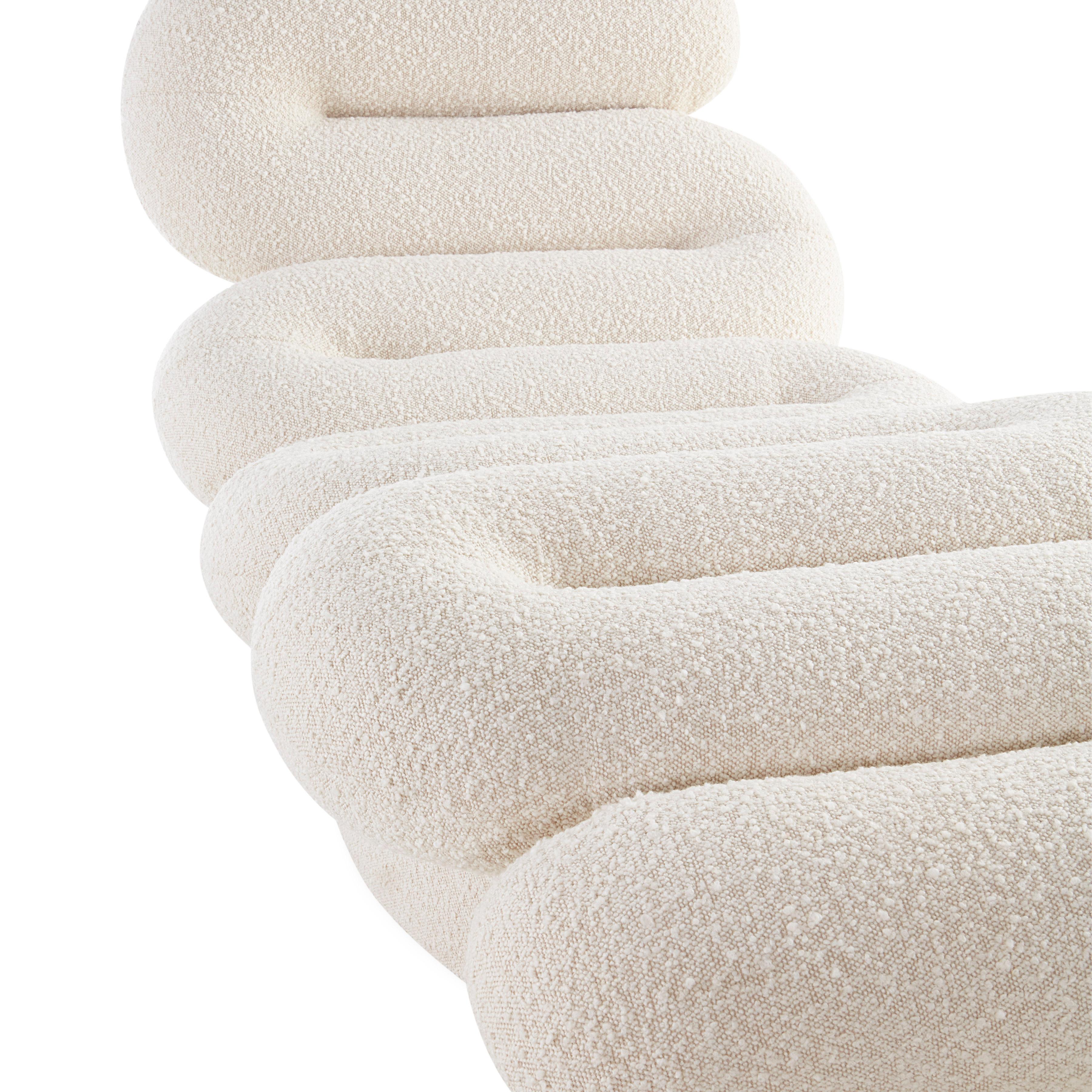Contemporary Serpentine Ivory Bouclé Chaise