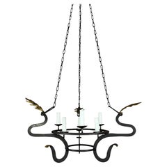 Serpentine Chandelier with Gilt Oak Leaves by Miamar Home