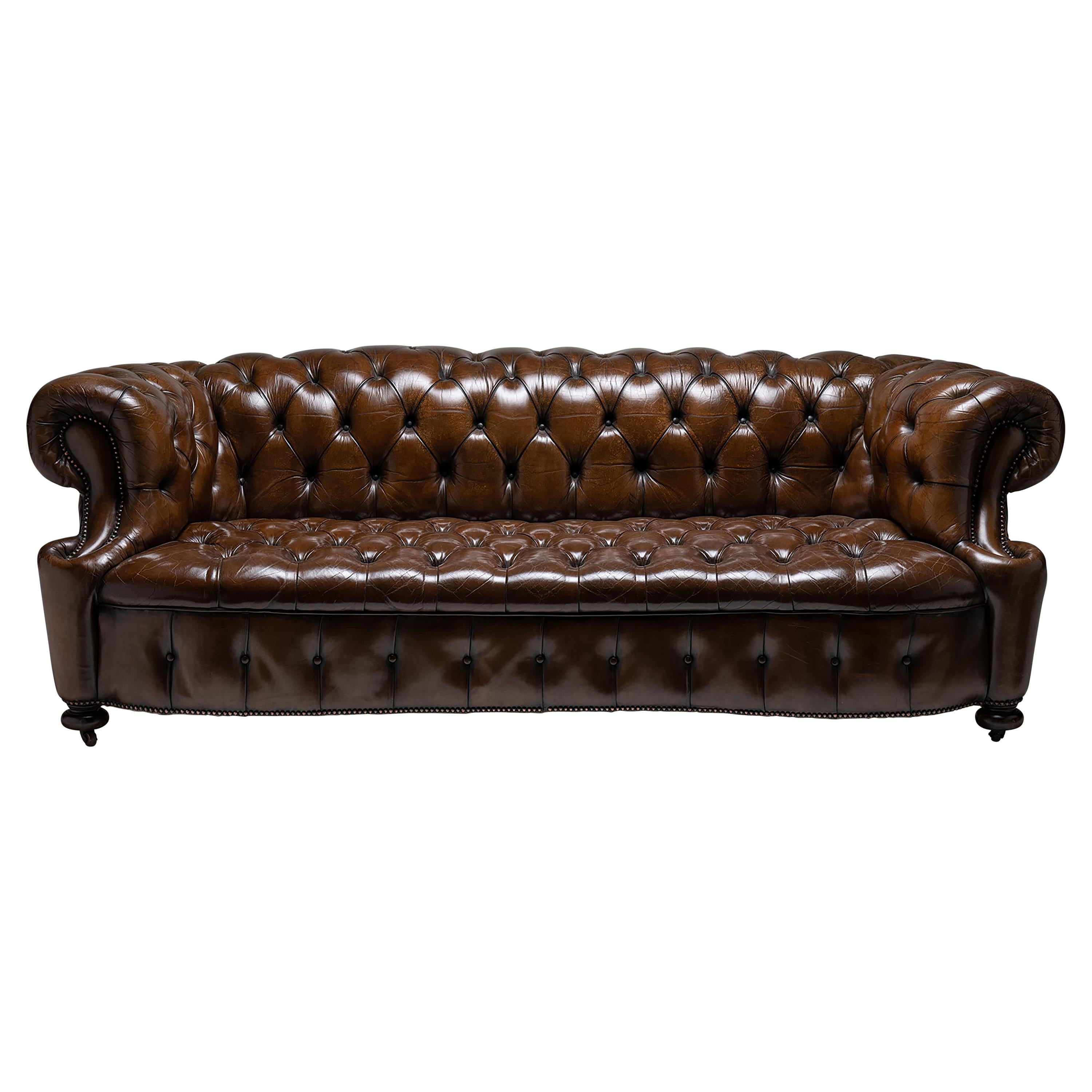 Serpentine Chesterfield Sofa, England, circa 1920