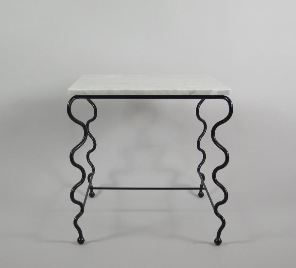 Mid-Century Modern 'Serpentine' Cocktail Table with White Carrara Top For Sale