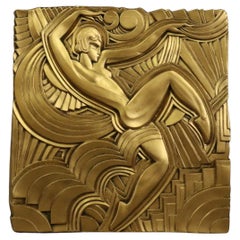 Danseuse serpentine, Maurice Picaud, Foulard Bergère, Pediment Art Déco 1930, France