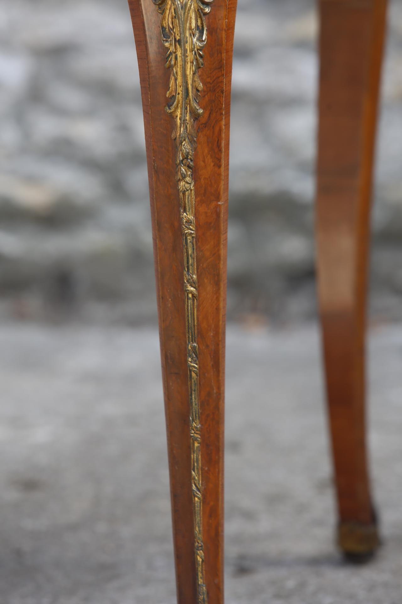 Louis XVI Serpentine Desk Burr Walnut Ormolu Center Table Satinwood Cabriole Legs 19th C For Sale