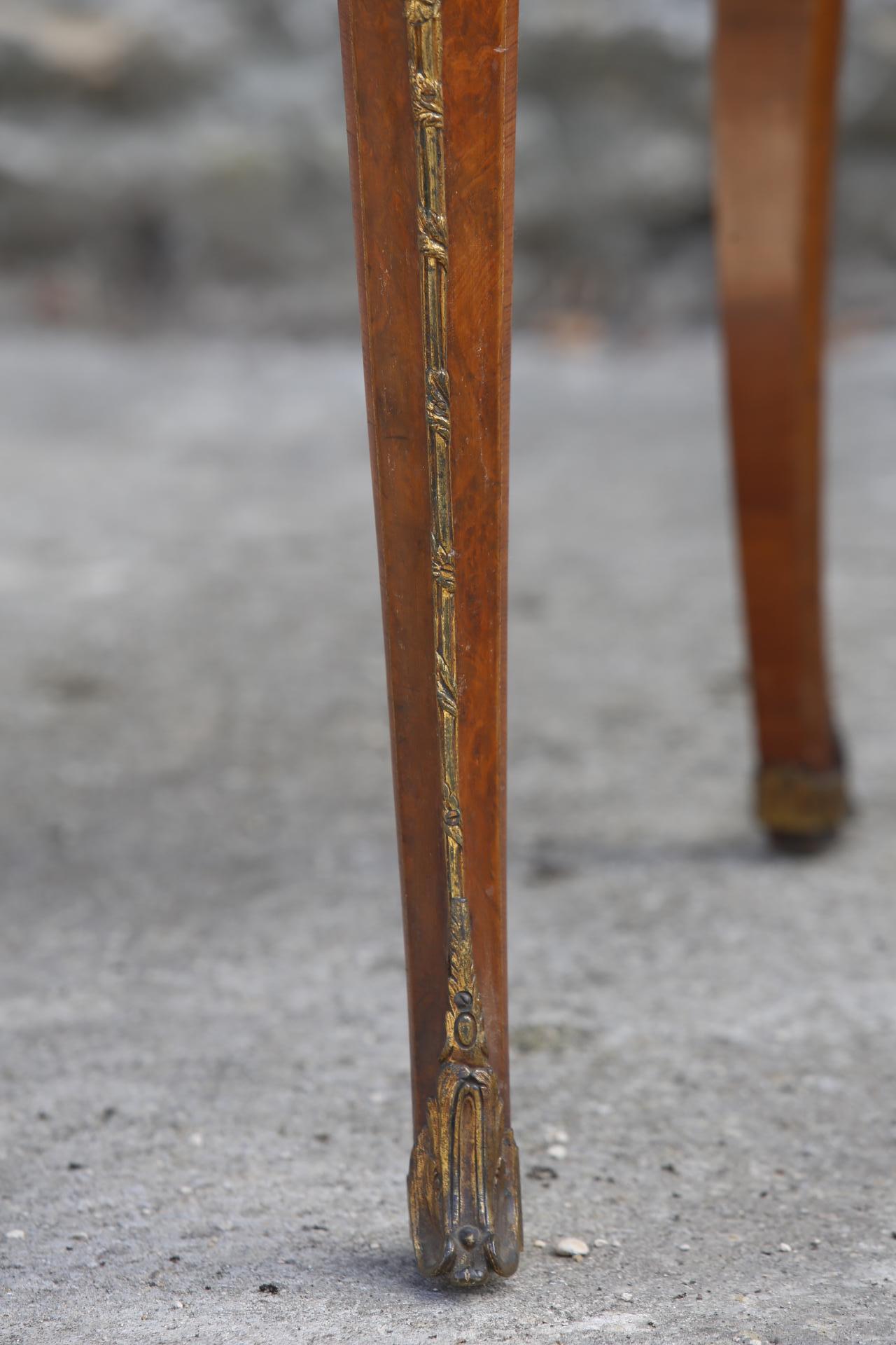 French Serpentine Desk Burr Walnut Ormolu Center Table Satinwood Cabriole Legs 19th C For Sale