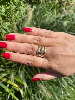 Serpentine Diamond and Ruby Pave 14k Solid Gold Snake Ring