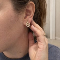 Serpentine Diamond & Sapphire Earrings in 14k Yellow Gold