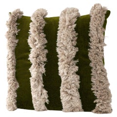 Serpentine Dry Green with trimming Velvet Deluxe Handmade Decorative Cushion