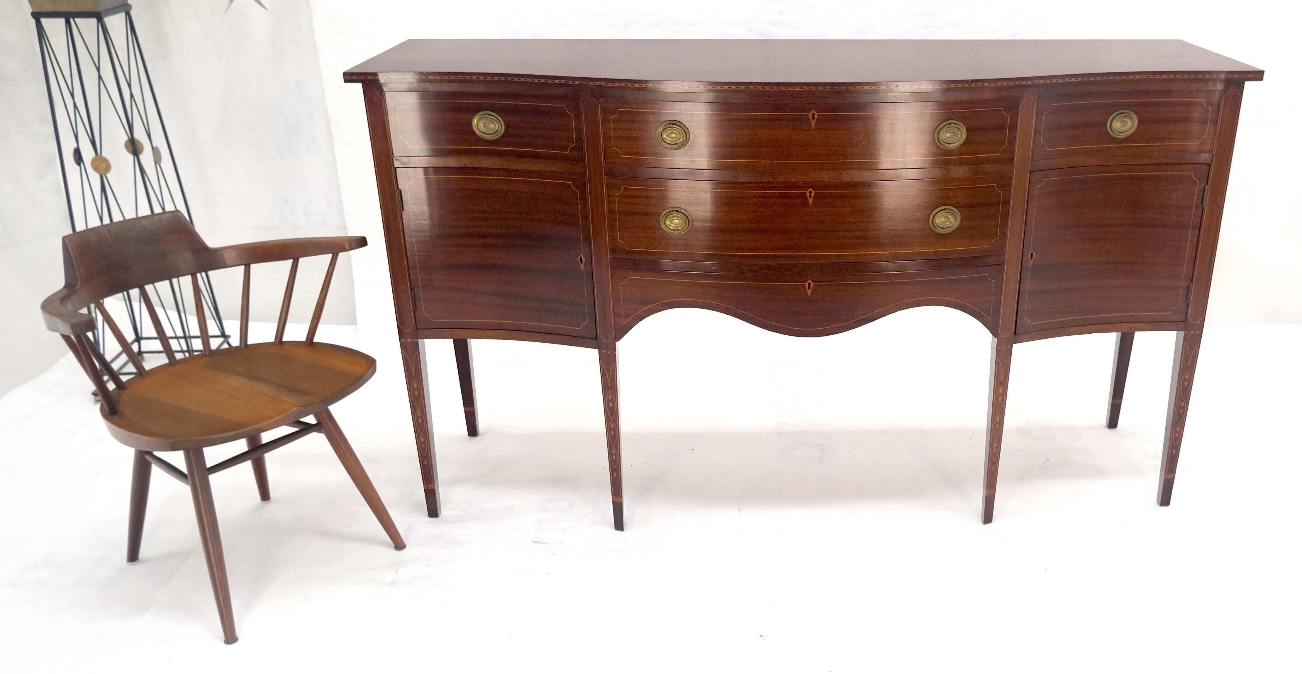 Serpentine Front Federal 6' Long Inlaid Mahogany Sideboard Credenza Console MINT For Sale 4
