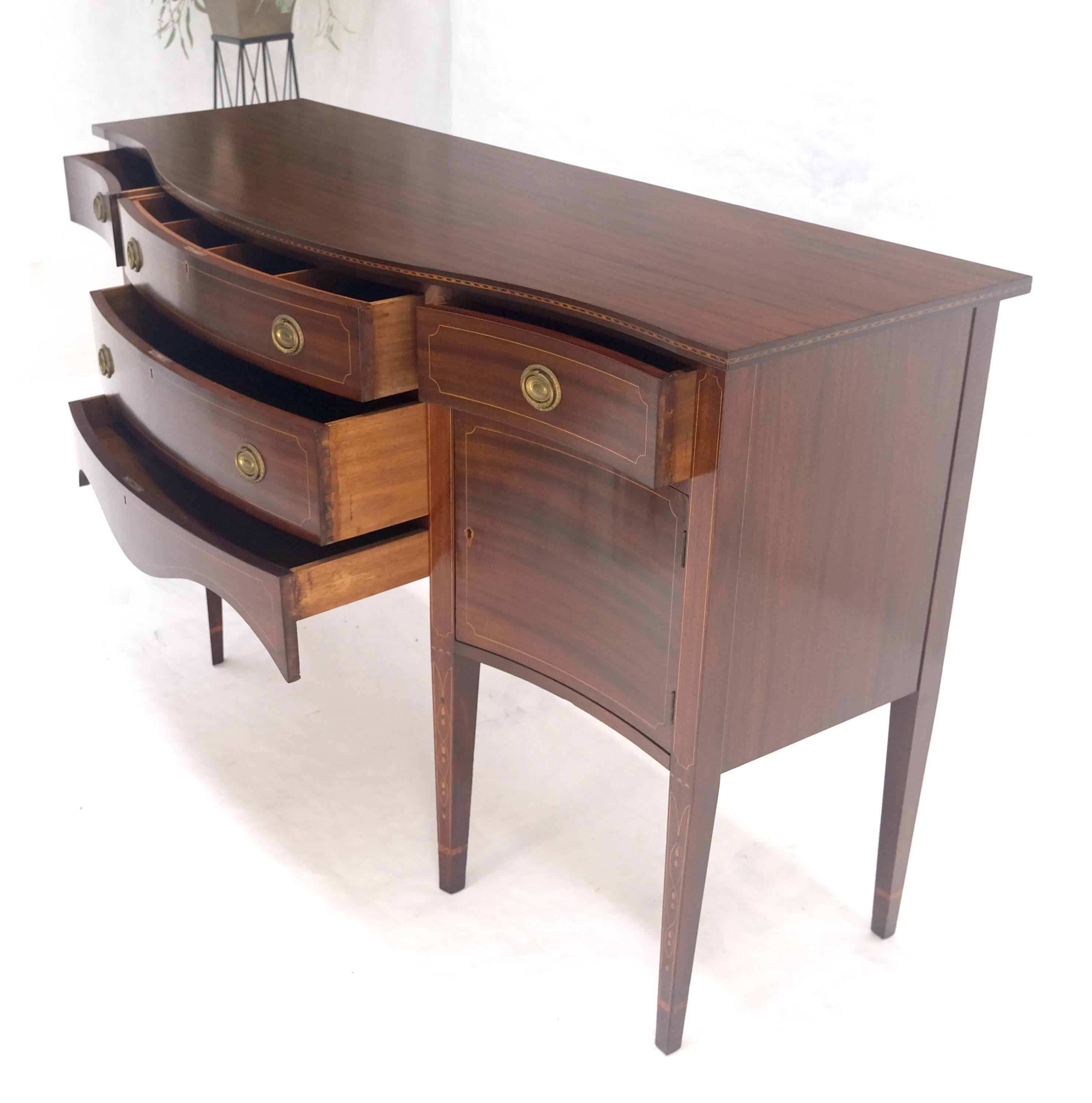 Serpentine Front Federal 6' Long Inlaid Mahogany Sideboard Credenza Console MINT For Sale 1