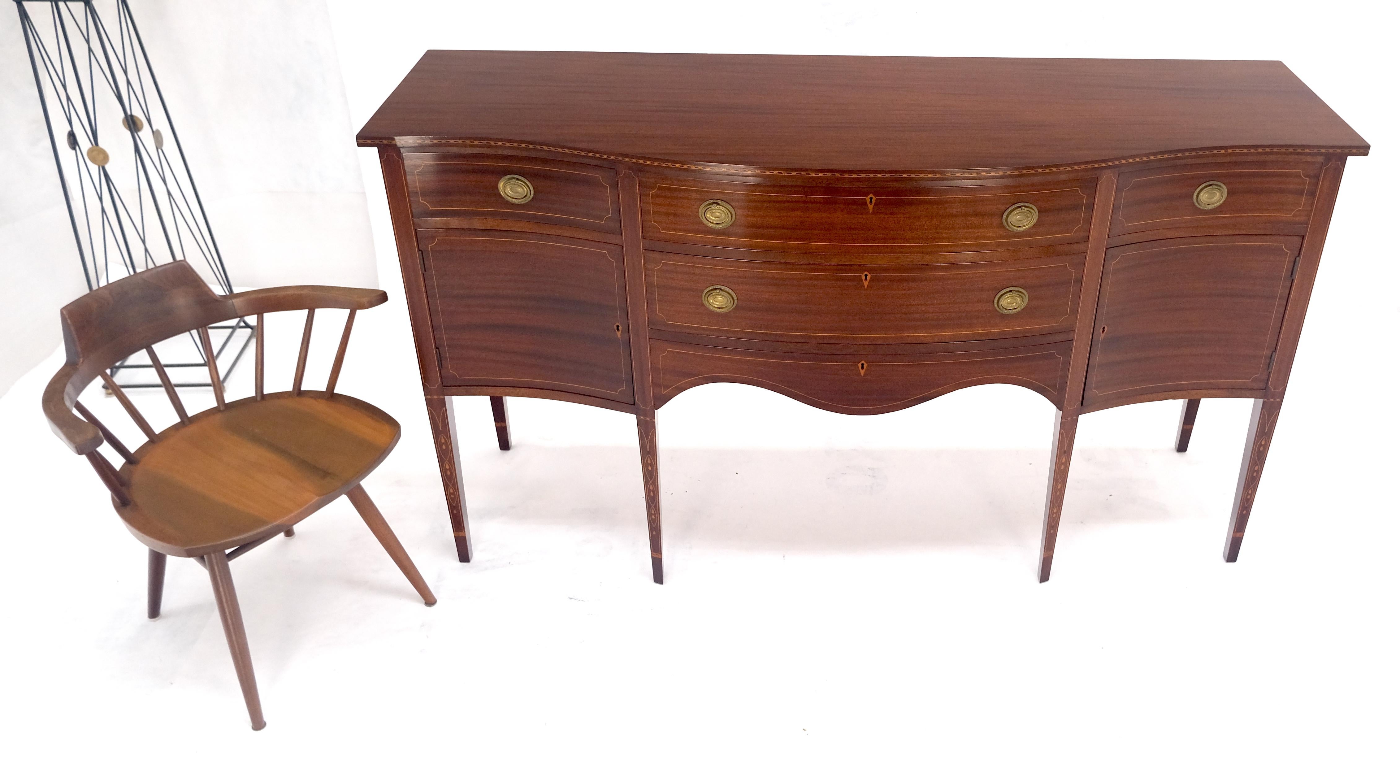 Serpentine Front Federal 6' Long Inlaid Mahogany Sideboard Credenza Console MINT For Sale 3