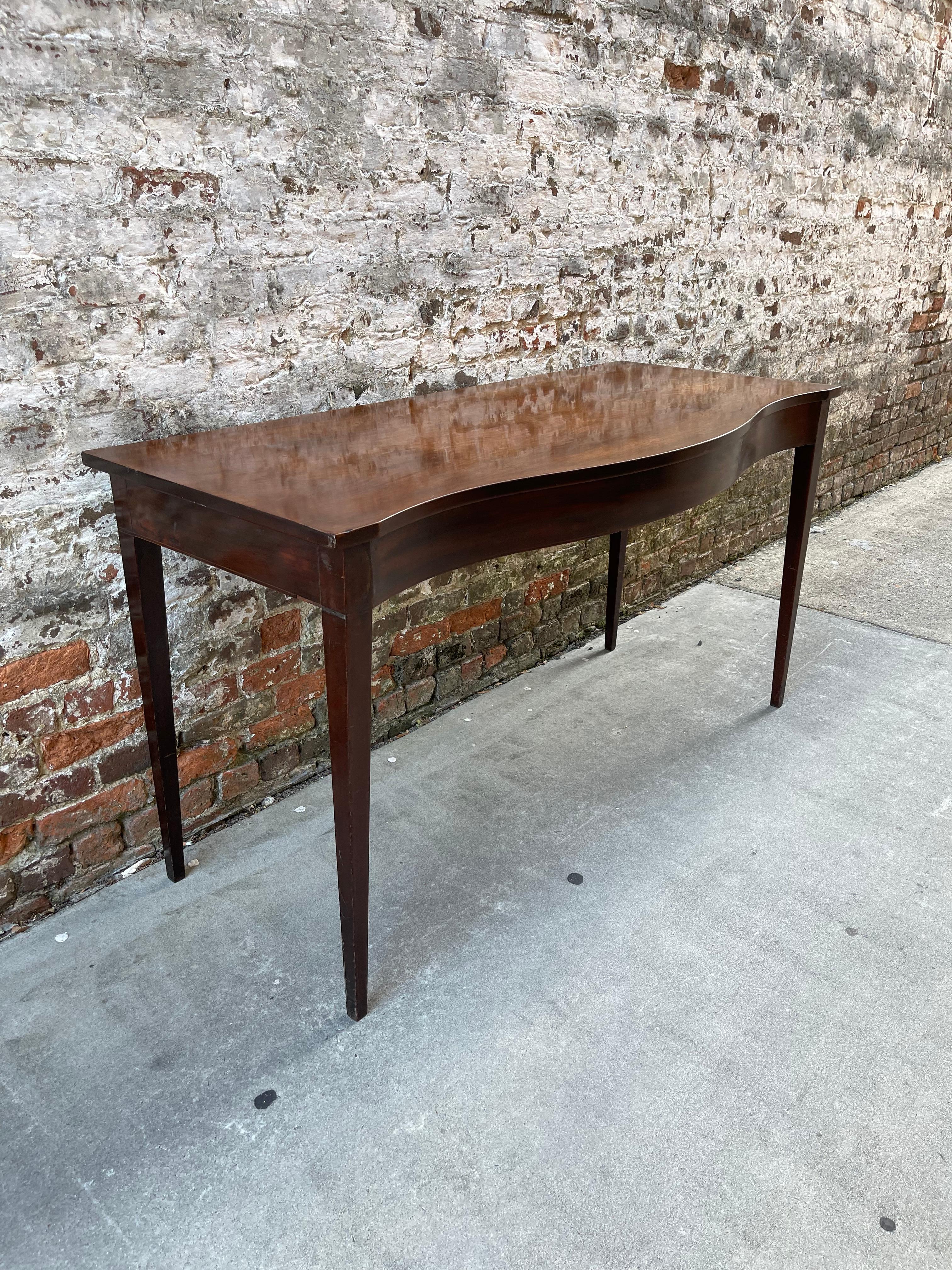 Late 18th Century Serpentine Front Mahogany Server or Console Table Late 19th Century For Sale