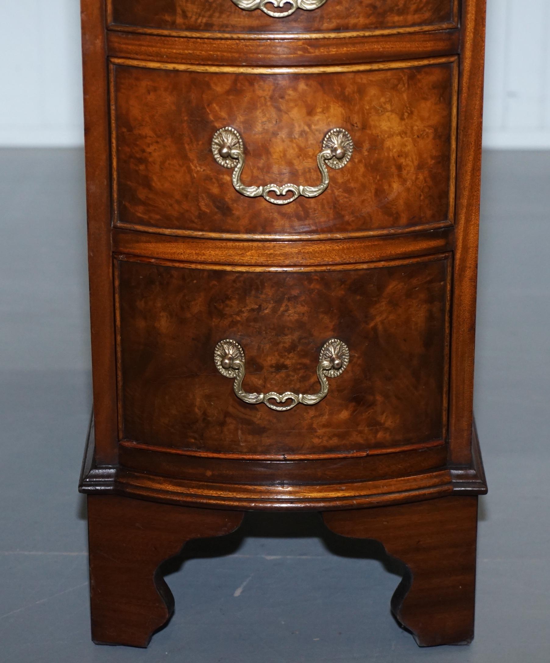 Serpentine Fronted Burr Burl Walnut Partner Knee Hole Desk Green Leather Top 5