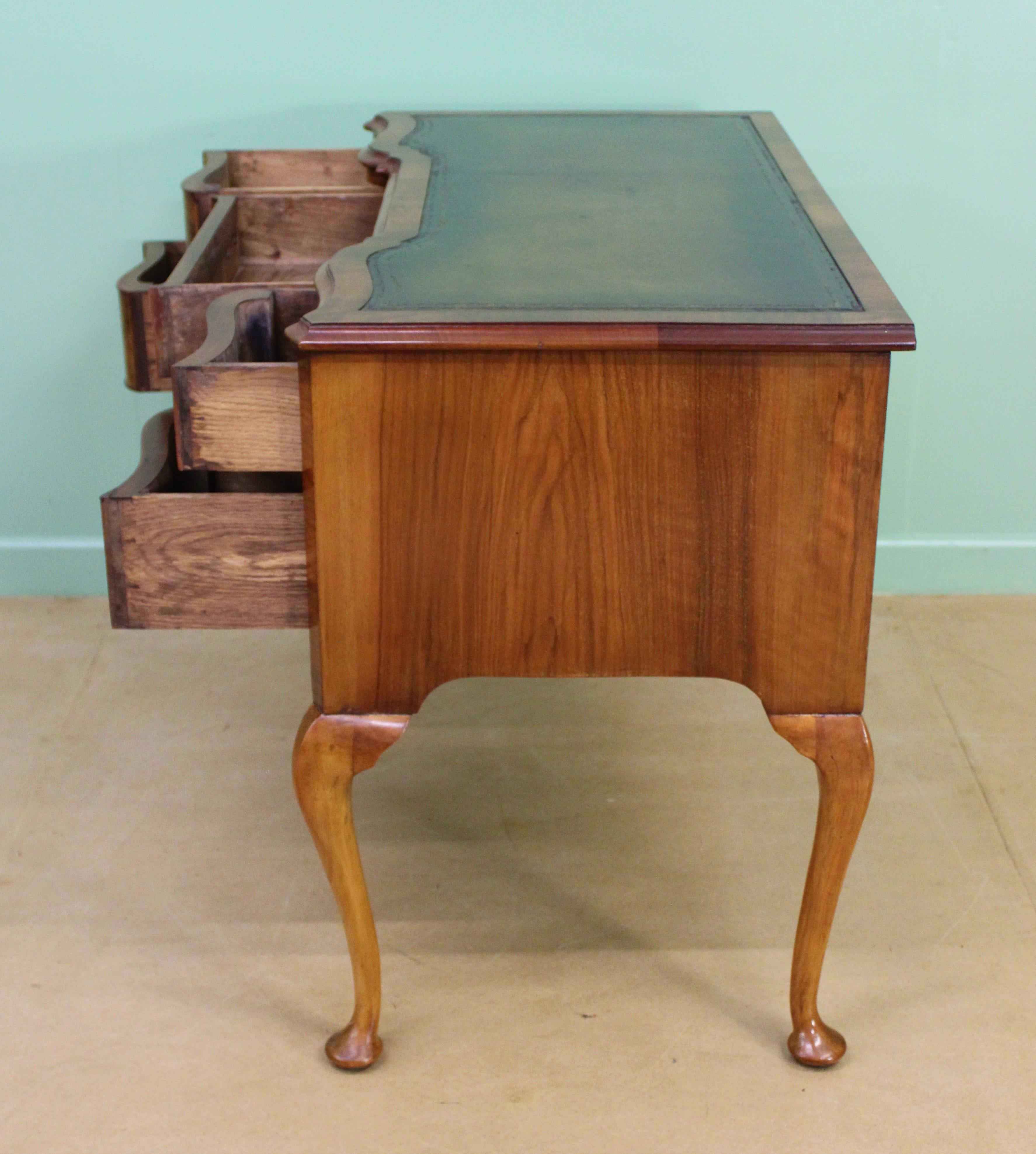 Serpentine Fronted Burr Walnut Writing Table 6